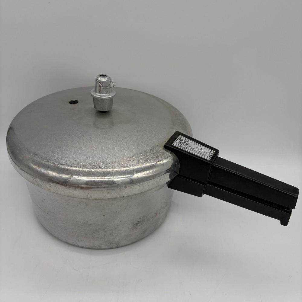 Vintage Presto 6-QT Aluminum Pressure Cooker Model 206 Jiggler Bottom Rack USA